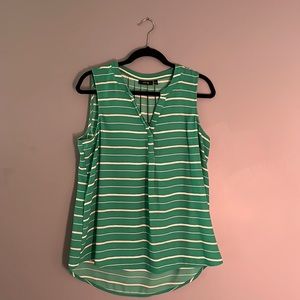 Teal and white striped Apt. 9 sleeveless blouse.